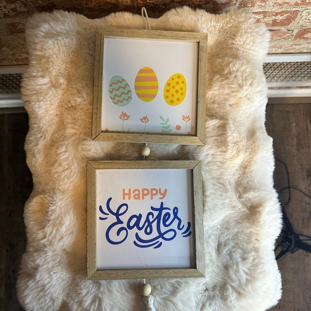 Easter Carrot Banner Pillow and Hanging Signs - White and Orange